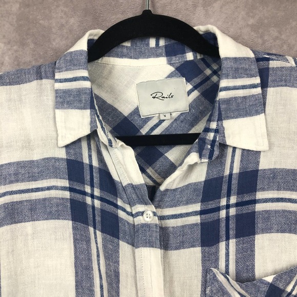 Rails Womens Sz S Amelie Tie Front Button Down Shirt in Lapis Coast Blue White - Picture 3 of 11